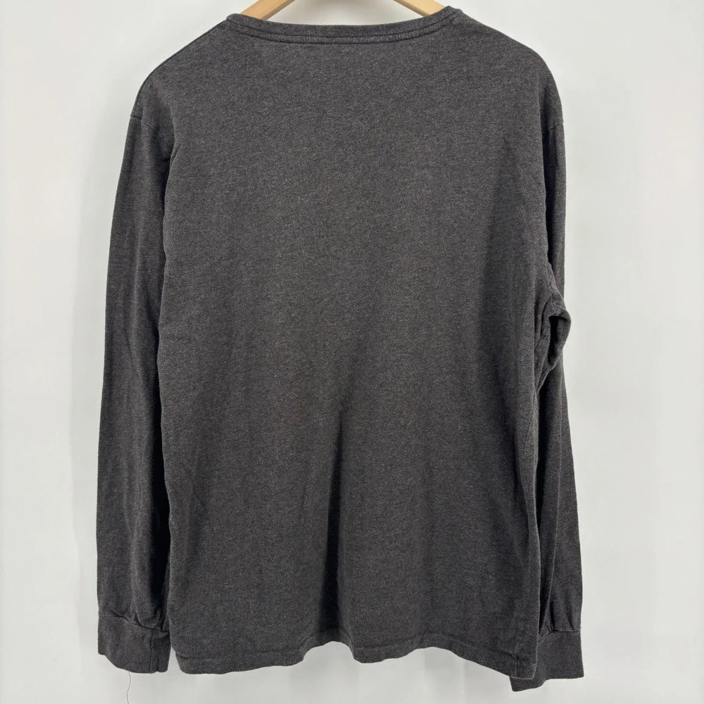Polo Ralph Lauren T-Shirt Mens L Grey Excellent V-Neck Long‎ Sleeve Pony Logo